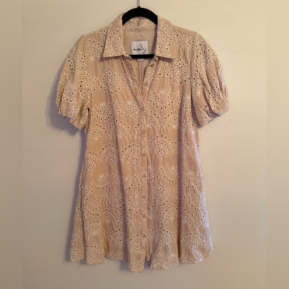 Sam Edelman MINI PUFF SLEEVE EYELET MINI DRESS - Picture 6 of 9